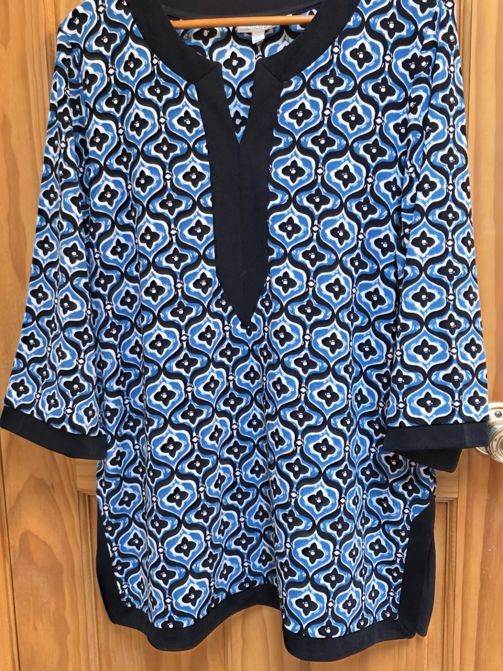 Chico's Blue and Black Geometric Tunic